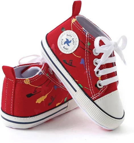 Miniatura 4 de Zapatos unisex para bebés, niñas y niños, suela suave, lona para recién nacidos, primeros pasos, zapatillas altas antideslizantes