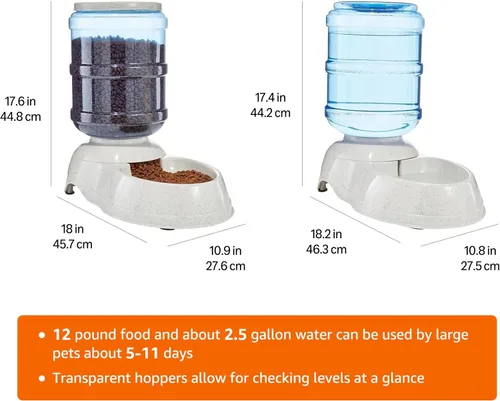 Miniatura 6 de Amazon Basics Dispensador Automático de Agua para Perros y Gatos, Comedero de Gravedad y Bebedero, Juego Grande, Comedero de Alimentos 456.6 fl. oz