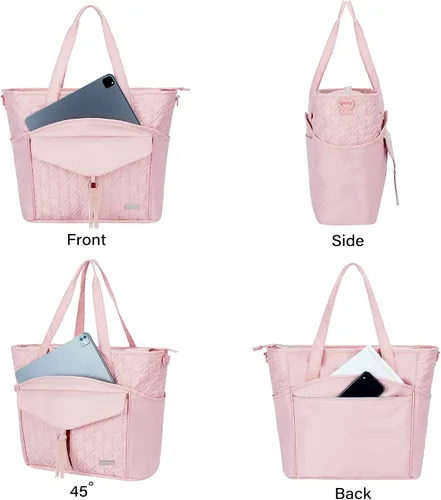Miniatura 4 de Bolsa de mano para profesores de utilidad para mujeres, bolsas de trabajo acolchadas grandes para enfermeras con bolsillos para laptop de 15.6