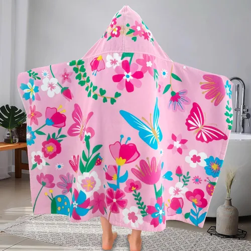 Miniatura 5 de VOOVA & MOVAS Toalla de playa con capucha para niños pequeños, (3-8 años, 30''X50''), toalla envolvente absorbente 100% algodón para niños, perfecta