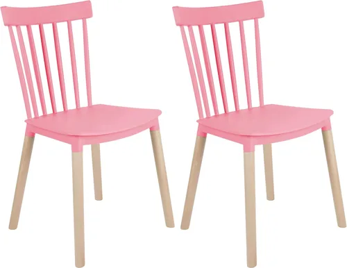 Miniatura 20 de DSW - Sillas de comedor de plástico modernas sin brazos con patas de madera para estar, dormitorio, cocina, comedor, sala de espera, restaurantes