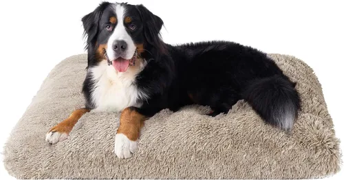 Miniatura 18 de EHEYCIGA Cama Esponjosa para Jaula de Perros Grandes, Almohadilla de Jaula de Piel Sintética Afelpada, Cama Calmante Anti-Ansiedad para Perros Negro