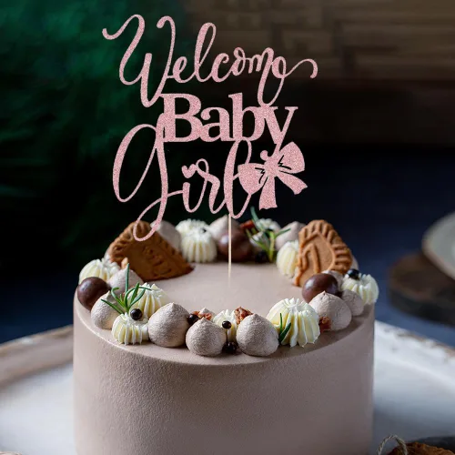 Miniatura 8 de Decoración de bienvenida para tartas de bebé niña, baby shower, baby shower, recién nacida, espectáculo de género para niña, decoración de fiesta