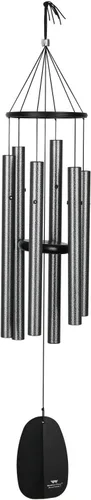 Woodstock Chimes Signature Collection, Campanas del Paraíso, Plata Antigua 32", Campanillas de Viento de Diseños Decorativos para Exteriores, Patio,