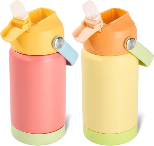Miniatura 42 de Kerilyn - Botella de agua para niños, de acero inoxidable, con pajilla a prueba de fugas, con aislamiento térmico, libre de bisfenol A, unisex