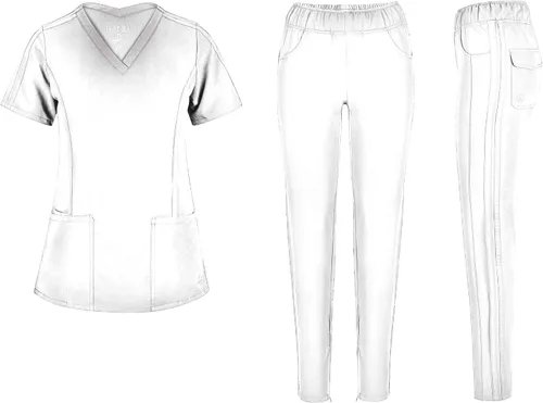 Miniatura 26 de Conjunto de 7 bolsillos Tali & Maya de enfermería para mujer, conjunto de uniforme médico diario para mujer, 3 bolsillos, parte superior, 4
