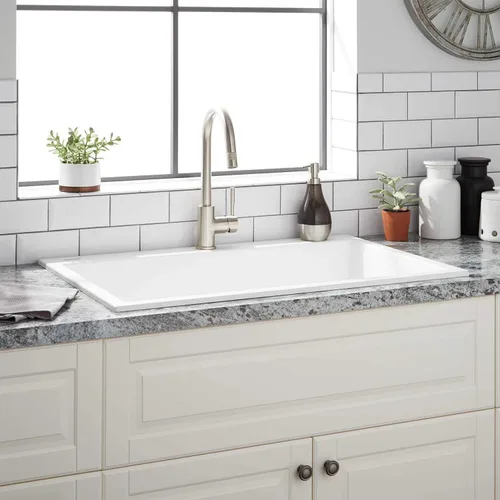 Miniatura 10 de Signature Hardware 433427 Algren 33" Drop In Single Basin Granito Composite Kitchen Sink
