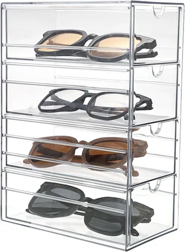 Miniatura 9 de Hipiwe Organizador de Cajones de Plástico Transparente Organizador de Accesorios para el Cabello Caja con 4 Cajones Extraíbles Caja