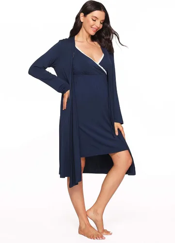 Miniatura 2 de Latuza Conjunto de camisón y bata de lactancia de viscosa para mujer