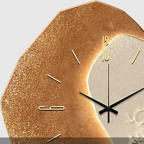Miniatura 7 de Reloj de pared silencioso creativo, estilo nórdico, de porcelana cristalina, reloj de pared para sala de estar, cocina (marrón, mediano)