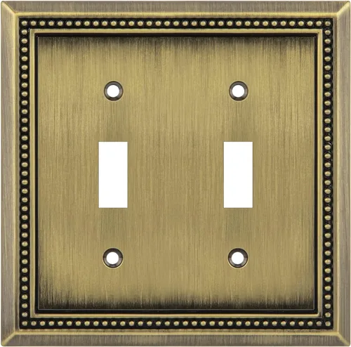 Miniatura 119 de Henne Bery Sunken Pearls - Placa de pared decorativa resistente para interruptor, cubierta para tomacorrientes (doble dúplex, níquel satinado)