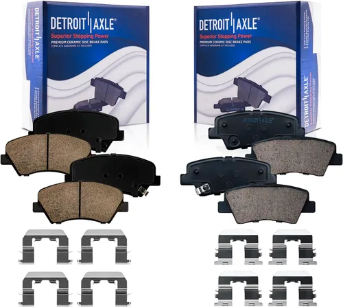 Miniatura 29 de Detroit Axle - Pinza de freno de disco delantera del lado del conductor + pastillas de freno de cerámica con repuesto de hardware para Ford F-150