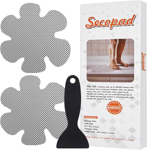 Miniatura 9 de Secopad Calcomanías para bañera antideslizantes, 24 piezas de peldaños de ducha de seguridad con raspado premium (azul)
