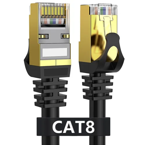 Dacrown Cable Ethernet Cat 8 de 50 pies blindado, para interiores y exteriores, cable de red de alta velocidad y alta resistencia 26AWG, cable de
