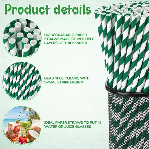 Miniatura 5 de Eaasty 1200 Pcs Biodegradable Colored Paper Straws Bulk Disposable Striped Assorted Colors Drinking Paper Straws for Summer Juice, Shakes