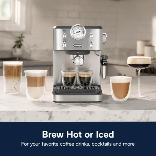 Miniatura 17 de De’Longhi Máquina de café espresso clásica con espumador de leche, bomba de 15 bares y control de temperatura - Kit de cafetera barista