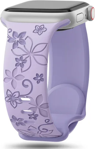 Miniatura 9 de Correas con grabado floral compatibles con Apple Watch Band de 1.49, 1.57, 1.61, 1.65, 1.73, 1.77, 1.92 pulgadas para mujeres, correas deportivas