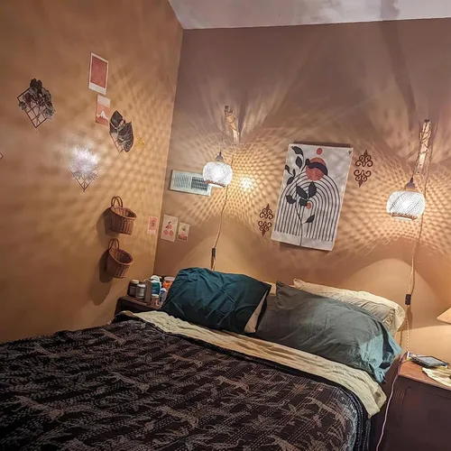 Miniatura 6 de Frideko - Farol de bambú enchufable, apliques de pared de mimbre con cable de enchufe, luz de pared de ratán tejida a mano, apliques de pared