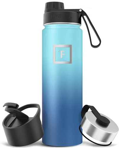 Miniatura 45 de IRON °FLASK Frasco de hidratación para acampar y senderismo con pajilla, botella de agua deportiva de acero inoxidable con aislamiento de boca