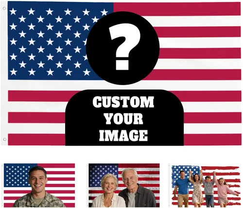 Bandera estadounidense personalizada de 3 x 5 pies, banderas divertidas personalizadas con texto fotográfico, tapiz resistente a desgarros para
