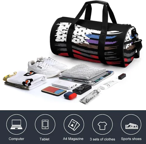 Miniatura 4 de Bolsa deportiva para gimnasio con bandera de Jiu Jitsu Americana, bolsa de viaje para entrenamiento, bolsas ligeras de fin de semana para mujeres