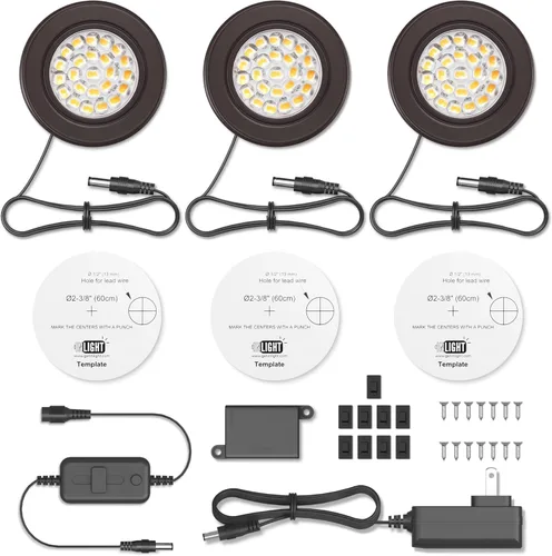 Miniatura 4 de GETINLIGHT IN-0113-3-BZ - Kit de luces LED regulables de 2.5 pulgadas de ancho, 3000 K, instalación enchufable con empotrado o montado en Bronce mate
