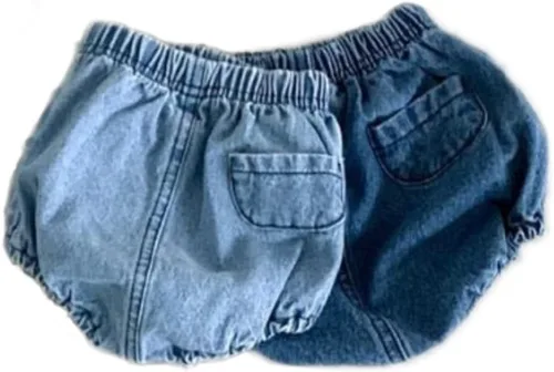 Colorful Childhood Pantalones cortos de mezclilla para bebés, niñas y niños, pantalones cortos holgados de harén, 2 piezas