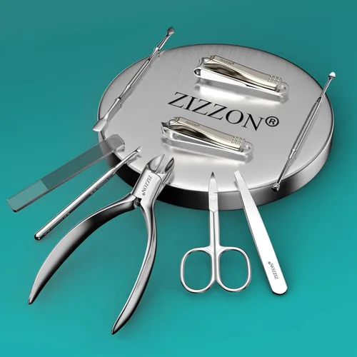 Miniatura 6 de ZIZZON Juego de manicura profesional de acero inoxidable para uñas y uñas de los pies y uñas 9 en 1, kit de pedicura y aseo con estuche de viaje