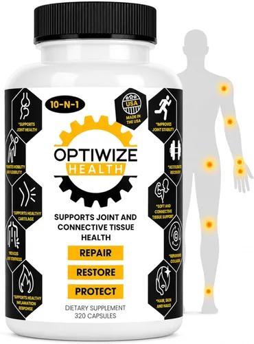 OptiWize Colágeno hidrolizado 10-N-1, soporte para articulaciones, MSM, ácido hialurónico, glucosamina, condroitina y más: se dirige a las molestias