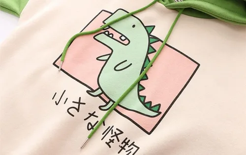 Miniatura 4 de Sudadera con capucha de dinosaurio Kawaii sin botones, linda sudadera con capucha para teengirls