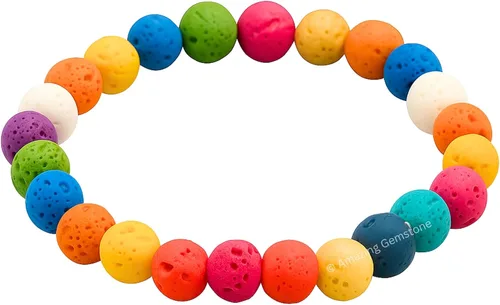 Miniatura 411 de Amazing Gemstone Pulsera de cristal para mujeres y hombres, pulsera de cristal curativo de protección, pulsera elástica con cuentas de piedras
