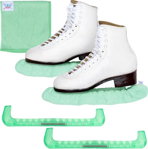 Miniatura 14 de CRS Cross - Juego de regalo de protectores de patines sobre hielo, guardas de tela y toallas, cubiertas suaves para cuchillas de patinaje artístico