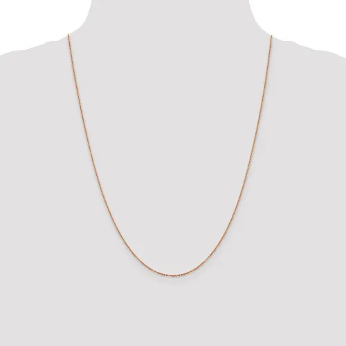 Miniatura 2 de Collar de cadena con cable plano de oro rosa de 14 quilates, 0.043in, con cierre seguro de langosta