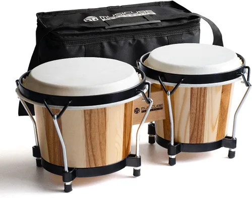 Tambores Bongo para Niños Adultos Profesional 6" y 7" Tambores Bongo Afinables Hechos a Mano Instrumento de Percusión con Llave de Afinación y Bolsa