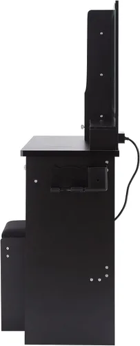 Miniatura 7 de Escritorio de tocador con espejo y luces, tocador de maquillaje con toma de corriente, estante para secadora de pelo, 6 cajones y estantes