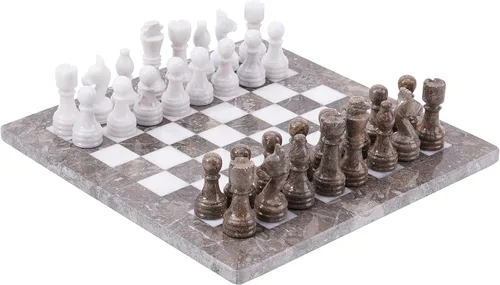 RADICALn Juego de ajedrez de mármol gris oceánico y blanco con peso popular juego de ajedrez para adultos – Nuevo torneo estilo clásico de regalo –