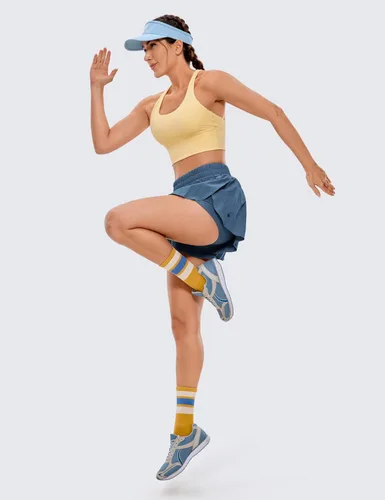 Miniatura 31 de CRZ YOGA Pantalones cortos de correr 2 en 1 para mujer, cintura alta, secado rápido, para atletismo, gimnasio, descanso, entrenamiento, lindas