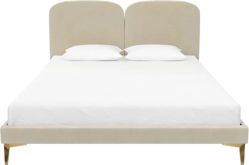 Miniatura 3 de CosmoLiving by Cosmopolitan Cama tapizada Coco, Queen, terciopelo marfil