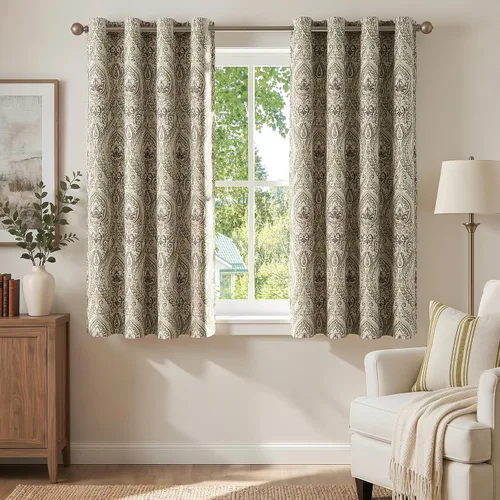 Miniatura 21 de jinchan Cortinas opacas de 72 pulgadas de largo, 2 paneles de medallón de damasco azul, cortinas de ventana para dormitorio, con ojales, aislamiento