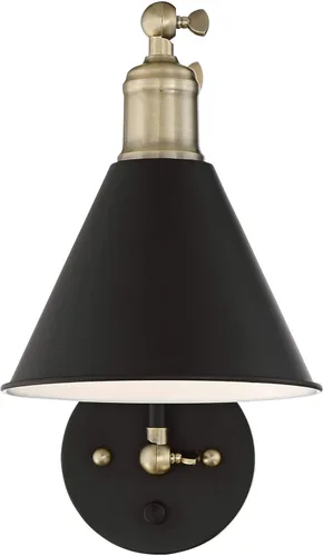 Miniatura 6 de 360 Lighting Wray - Lámpara de pared moderna con brazo oscilante ajustable para interiores con cable, juego de 2 lámparas de latón antiguo negro