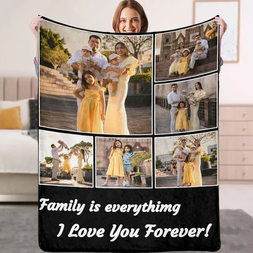 Miniatura 18 de YESCUSTOM Manta personalizada con fotos y texto, Manta familiar personalizada para adultos, niños y amigos, para cumpleaños, regalo conmemorativo