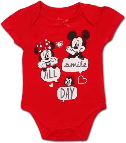 Miniatura 3 de Disney Girl's 3-Pack Minnie Mouse Short Sleeve Bodysuit Creepers, Pink