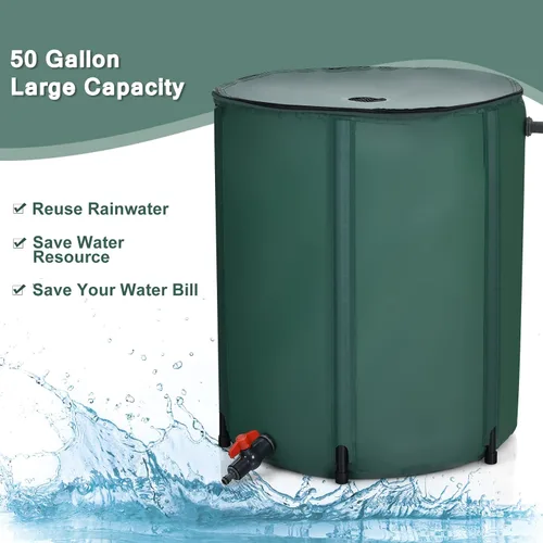Miniatura 3 de S AFSTAR Barril de lluvia plegable, tanque de almacenamiento plegable para recolección de agua, resistente a la intemperie, contenedor de lluvia