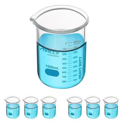 Miniatura 9 de Vaso de vidrio resistente de 3.4 onzas (3.4 fl oz), 3.3 Griffin de borosilicato de forma baja con graduación impresa, paquete de 4, BKL100-004