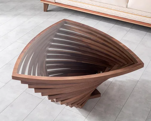Miniatura 3 de by Papella Design, Mesas de centro de nogal natural Veener para sala de estar, mesa rústica, mesa de centro para sala, mesa central, mesa