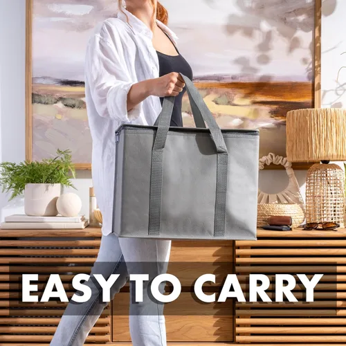 Miniatura 6 de Carrywell (No fabricado en China) Bolsas de comestibles reutilizables aisladas, bolsa de catering y entrega para alimentos fríos y calientes, bolsa