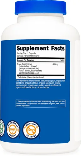Miniatura 5 de Nutricost - Extracto de semilla de uva 28,000 mg, 240 cápsulas - Sin OMG, sin gluten, apto para vegetarianos