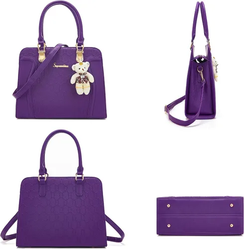 Miniatura 79 de Bolsos de mano de moda para mujer, bolsa de hombro, asa superior, bolsa de mano, juego de 4 piezas
