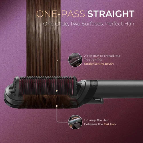 Miniatura 4 de TYMO Cepillo Alisador de Pelo Plancha Plana 2 en 1, 200M Iones Alisadores de Pelo para Mujeres, Peine Caliente Alisador de Cerámica de Voltaje Dual