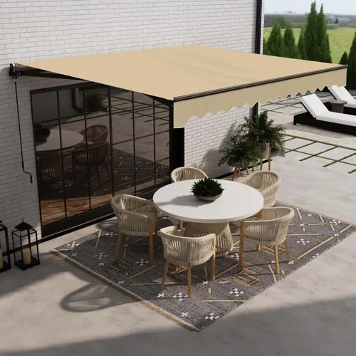 Miniatura 5 de ALEKO - Toldo manual de 10 x 8 pies con estructura negra estilo caribeño; toldo con protección UV, dosel para sombra con manivela manual y Arena